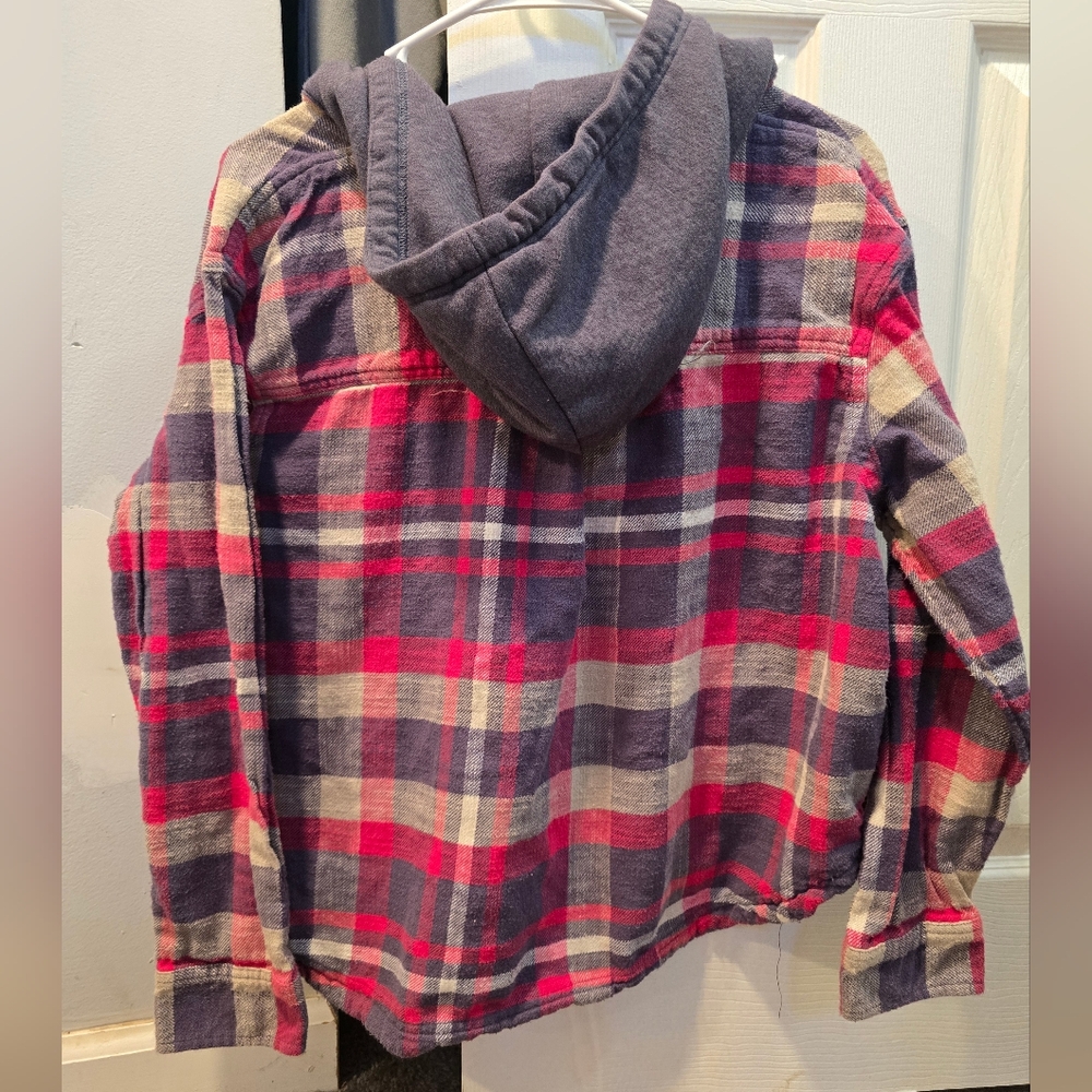 American Eagle Pullover 3/4 Button Down Hooded Fl… - image 2